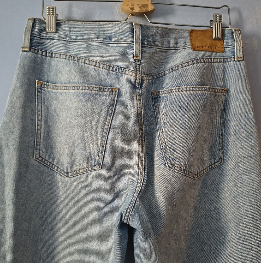 Denim Forum Maya Mid-Rise Wide Leg Light Wash Organic Cotton Blue Jeans 29 - Picture 6 of 9